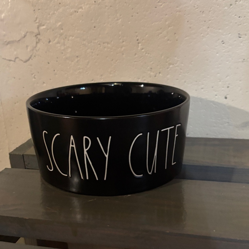 Rae Dunn Black 'Scary Cute' pet Bowl